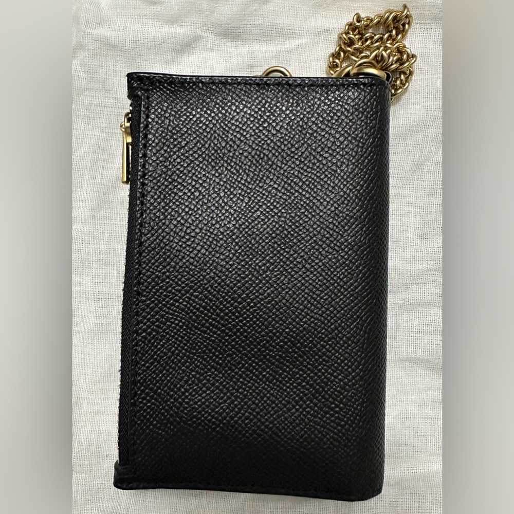 Coach Zip Chain Card Case. Black leather wallet. - Picture 10 of 11